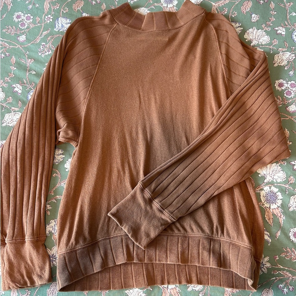 Free People Rust Ribbed Sweater